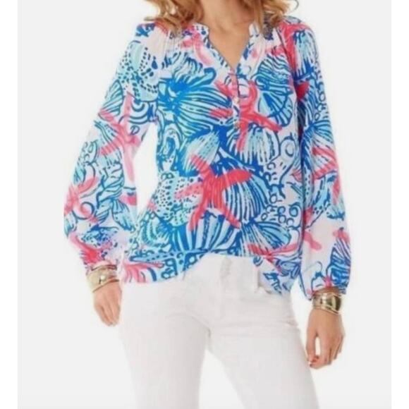 Lilly Pulitzer Tops - Lilly Pulitzer Elsa Top She She Shells in Resort‎ White Size Small
